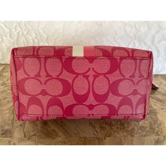 RARE Vtg COACH Pink heritage striped coated canvas Y2K Demi mini bag - Picture 6 of 10